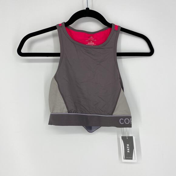 Cory Vines Sports Bra Womens Size Medium Racerback Gray Pink Unlined NEW - Picture 1 of 7